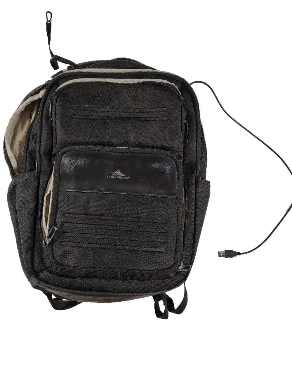 Black & Gray High-Tech High Sierra Branded Electronic Based Utility Backpack